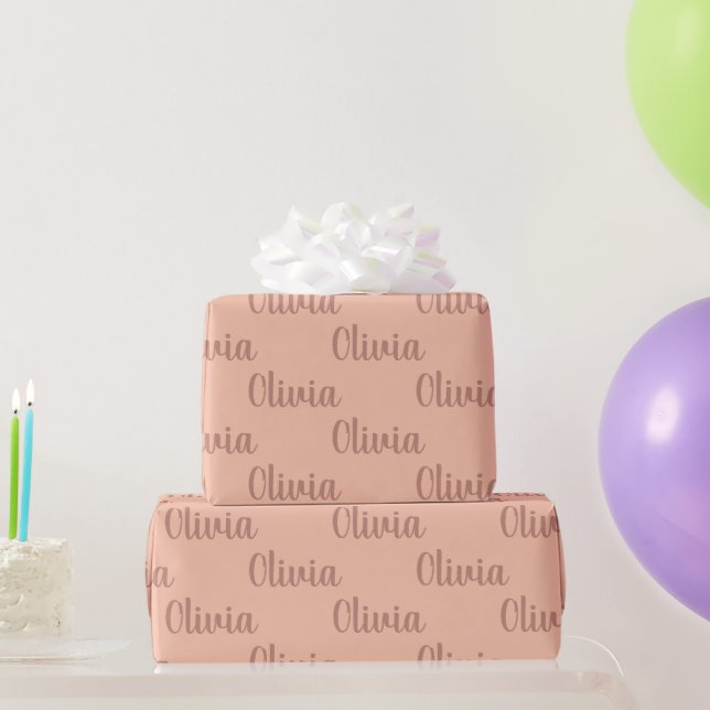 Custom Personalised Name Cute Rose Gold Wrapping Paper (Party Gifts)