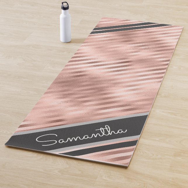 Custom Personalised Name Faux Foil Stripe Yoga Mat (In Situ)