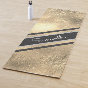 Custom Personalised Name Faux Glitter Yoga Mat