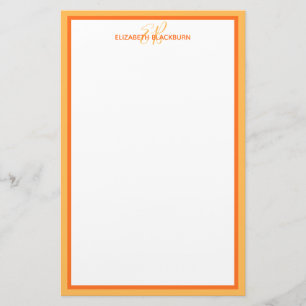 Custom Personalised Name Monogram Initials Orange Stationery