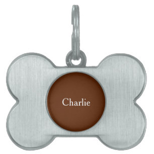 Custom Personalised Name Photo Art Chocolate Brown Pet ID Tag