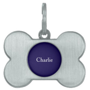 Custom Personalised Name Photo Art Dark Blue Pet ID Tag