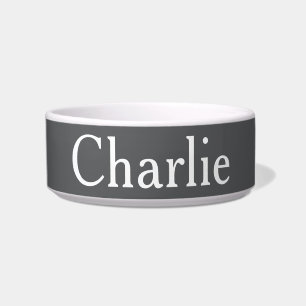 Custom Personalised Name Photo Art DK Grey Pet Bowl