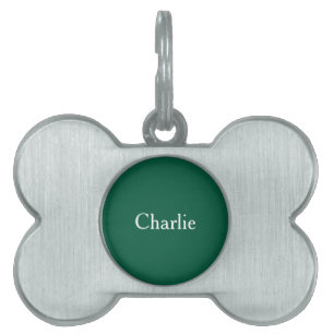 Custom Personalised Name Photo Art Hunter Green Pet ID Tag