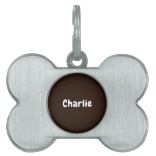Custom Personalised Name Photo Dark Brown Pet ID Tag