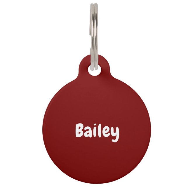 Custom Personalised Name Photo Deep Red Pet Tag (Front)