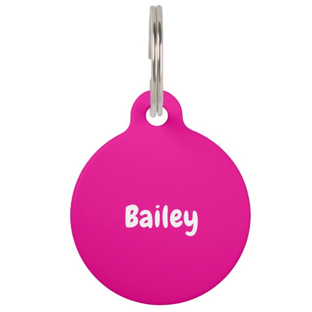 Custom Personalised Name Photo Hot Pink Pet Tag (Front)