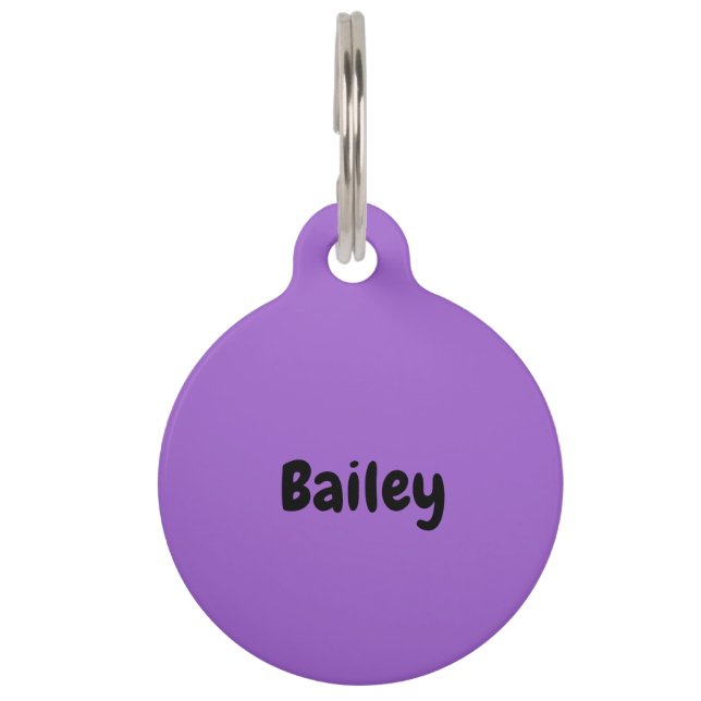Custom Personalised Name Photo Purple Pet Tag (Front)