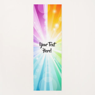Custom Personalised Name Rainbow Bokeh Centre Rays Yoga Mat