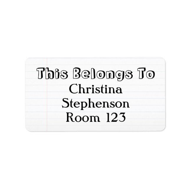 Custom Personalised Name School Labels (Front)