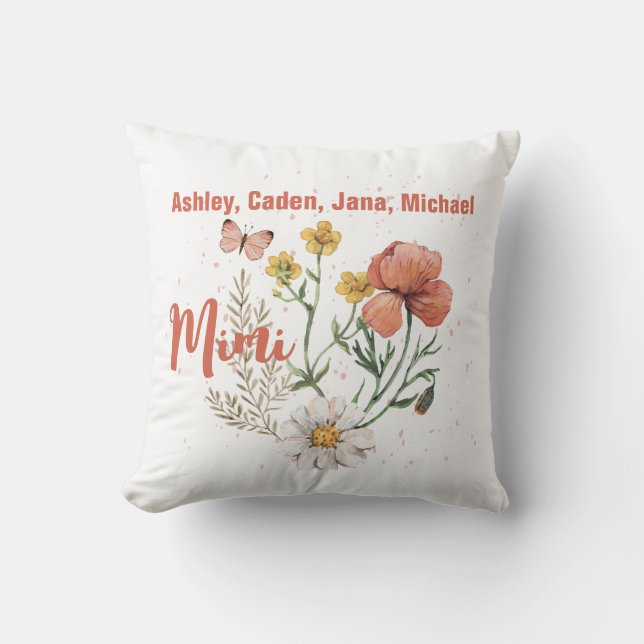 Custom Personalised Name Wildflower Floral Mimi Cushion (Front)