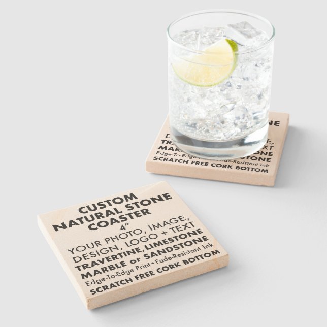 Custom Personalised Natural Sandstone Coaster 4" (Side)
