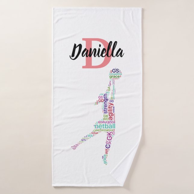 Custom Personalised Netball Bath Towel (Bath Towel)
