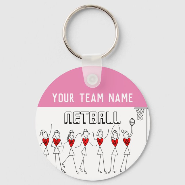 Custom Personalised Netball Team Keyring  (Front)