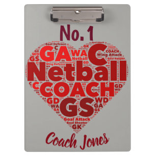 Custom Personalised No.1 Netball Coach Clipboard