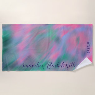 Custom Personalised Northern Lights Bachelorette  Beach Towel