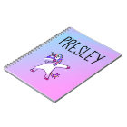 Custom Personalised Notebook Unicorn Dab Rainbow