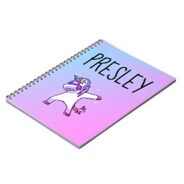 Custom Personalised Notebook Unicorn Dab Rainbow