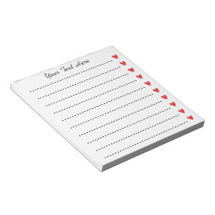 Custom Personalised notepads with Red hearts