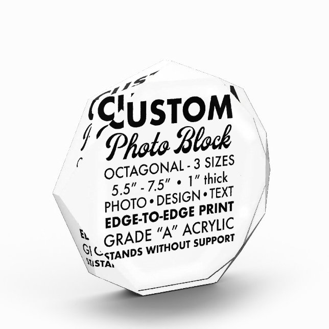Custom Personalised Octagonal Photo Paperweight Block (Left)