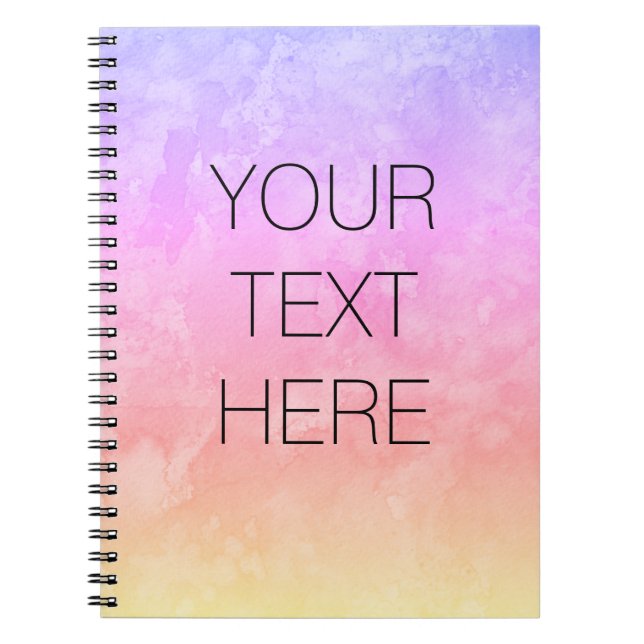 Custom Personalised Ombre Watercolor Sunset Diary  Notebook (Front)