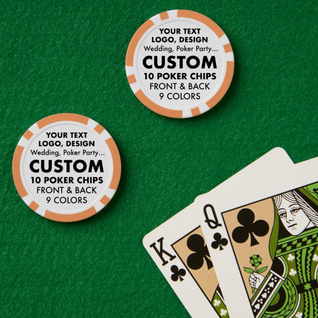 Custom personalised ORANGE Casino Poker Chips (Poker Table (Double))