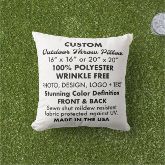 Custom personalised Outdoor Throw Pillow - 16" Sq.