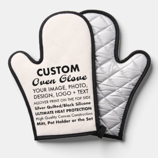 Custom Personalised Oven Glove/Mit, Silver Quilted Mitt