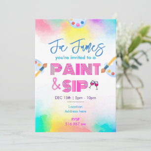 Custom personalised paint and sip invitation
