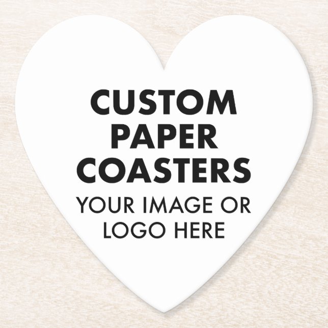 Custom personalised PAPER COASTERS (6) 4" HEART (Front)