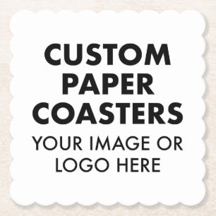 Custom personalised PAPER COASTERS (6) SCALLOPED