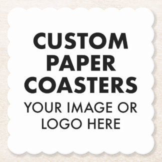 Custom personalised PAPER COASTERS (6) SCALLOPED