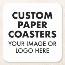 Custom personalised PAPER COASTERS (6) SQUARE