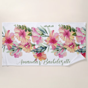 Custom Personalised Petunia Flowers Bachelorette Beach Towel