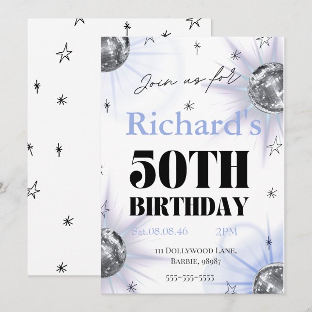 custom personalised photo 50th  birthday save the date (Front/Back)