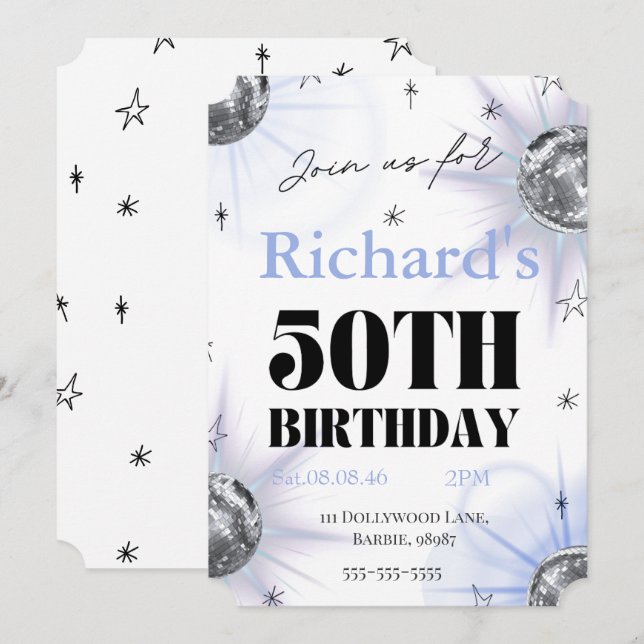 custom personalised photo 50th  birthday save the date (Front/Back)