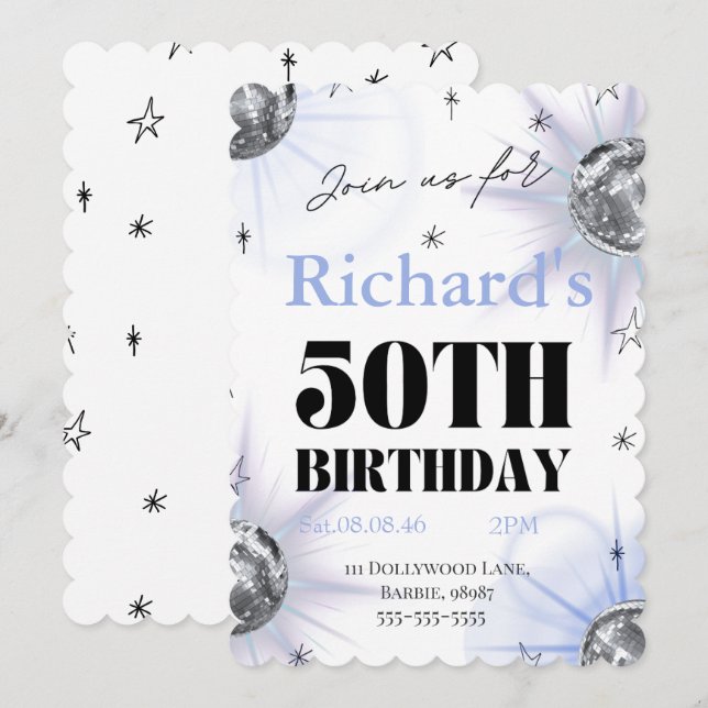 custom personalised photo 50th  birthday save the date (Front/Back)