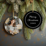 Custom Personalised Photo Christmas Ornament<br><div class="desc">Cute Custom Personalised Photo Ornament with your custom message and date on the back in a cute dotted border frame. This would make a great gift for friends,  family,  newlywed couples,  parents and grandparents!</div>