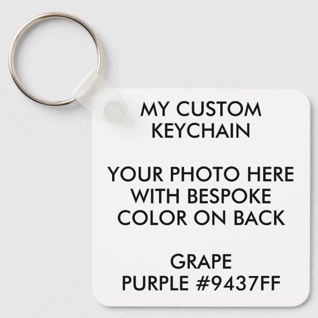 Custom Personalised PHOTO KEYCHAIN - GRAPE PURPLE (Front)