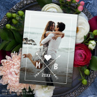Custom Personalised Photo Monogrammed Heart Arrows