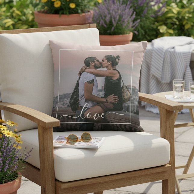 Custom Personalised Photo Simple Love Quote Text Cushion (Creator Uploaded)