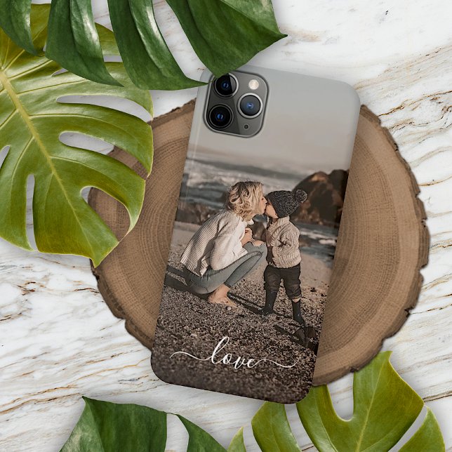 Custom Personalised Photo Simple Love Text iPhone Case (Creator Uploaded)