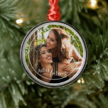 Custom Personalised Photo Template Sisters Forever Metal Ornament<br><div class="desc">Cute Sisters Forever text written in a stylish elegant typography font. With option to personalise or customise with photo of your choice. Unique siblings keepsake,  birthday gift or Christmas stocking stuffer. Easily customisable with a photograph of your choice.</div>