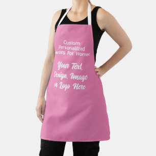 Custom Personalised Pink Apron for Women Logo Text