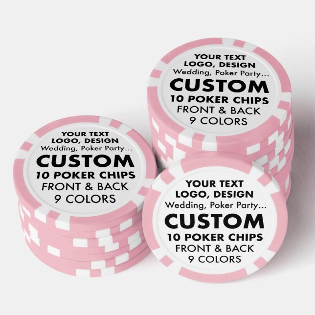 Custom personalised PINK Poker Chips (set of 10) (Stack)