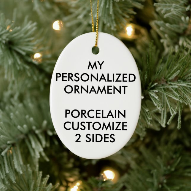Custom Personalised PORCELAIN OVAL PHOTO ORNAMENT (Tree)