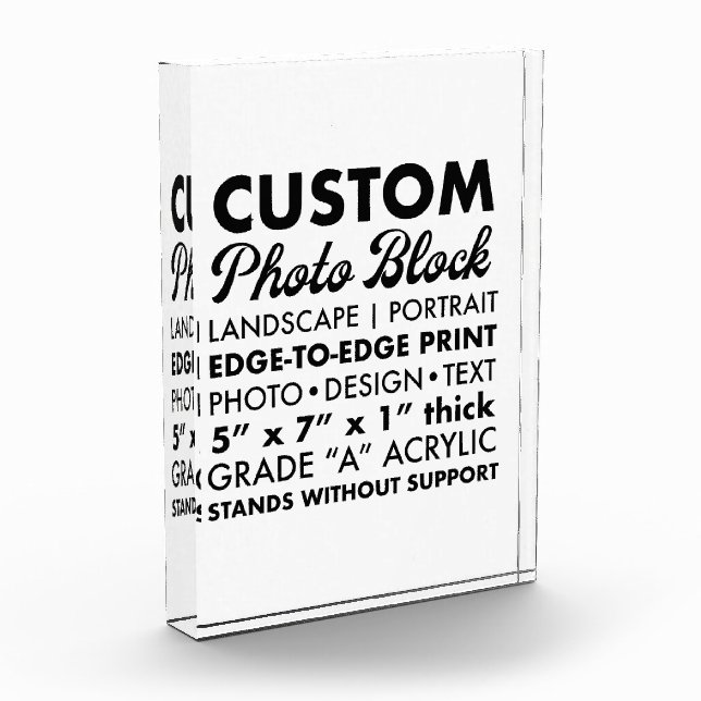 Custom personalised Portrait Photo Block 5" x 7" (Left)