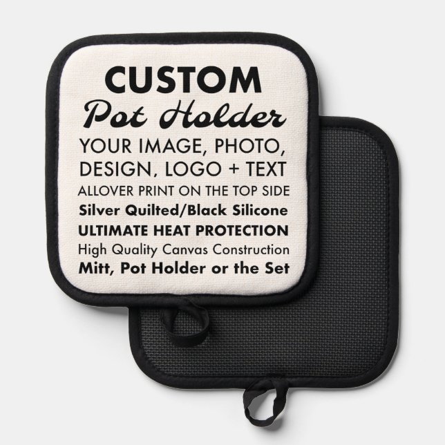Custom Personalised Pot Holder, Silicone Underside Holder (Front/Back)