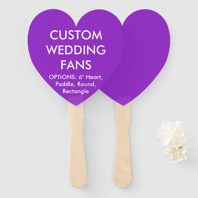 Custom Personalised PURPLE HEART WEDDING FANS (Front and Back)