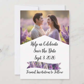 Custom Personalised Purple Lilac Save The Date